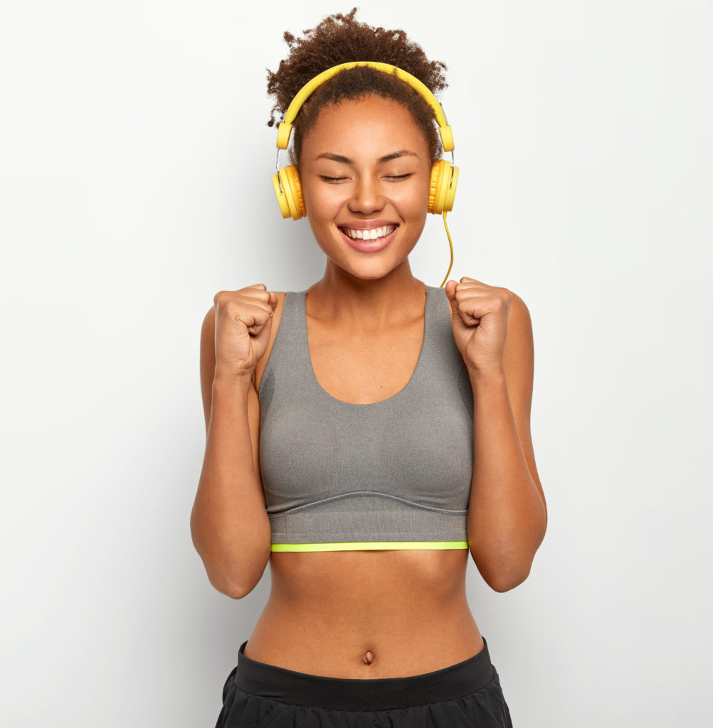 Happy woman in headphones