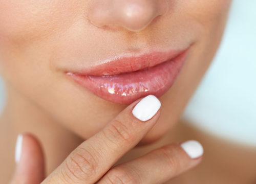 closeup on woman's lips