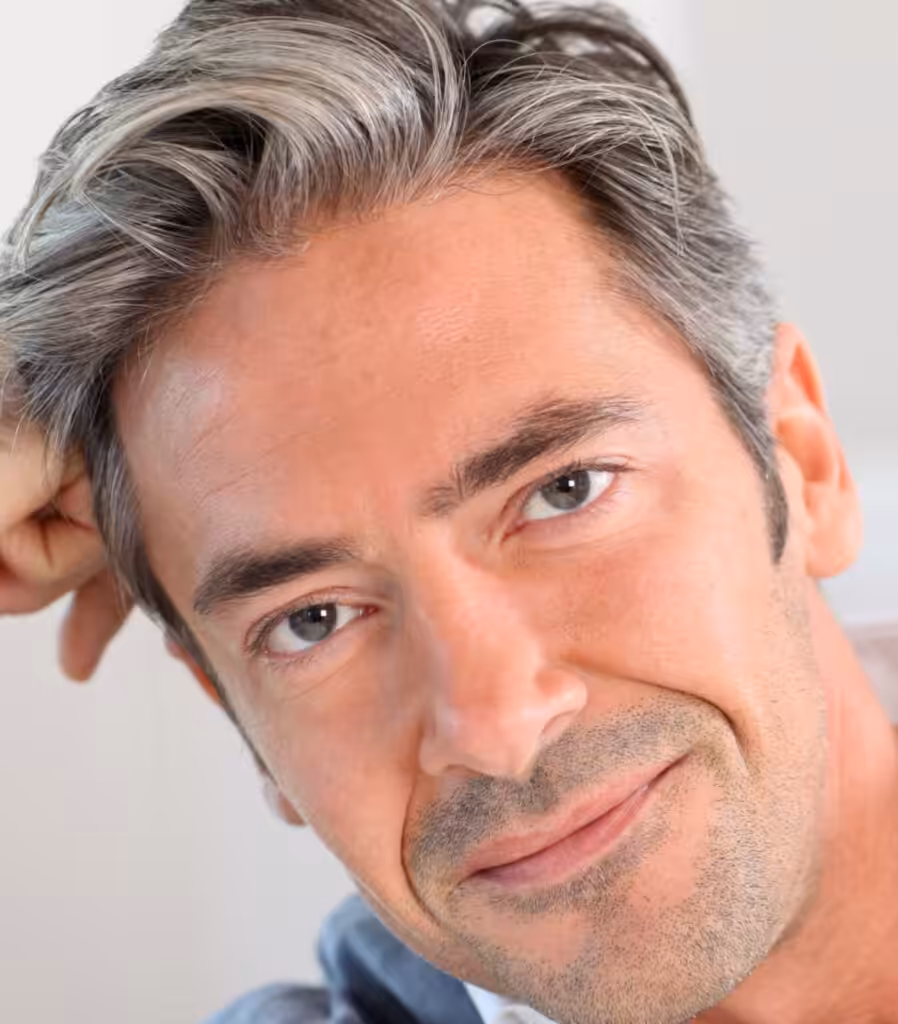 Photo of an older man with a full head of hair